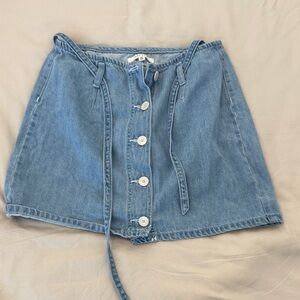PacSun Blue Button-Down Mini Skirt